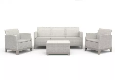 Комплект мебели Сканди Форма (Scandi Forma set with 3 seater sofa and storage box jute table Pebble Grey & Soft beige) бежевый