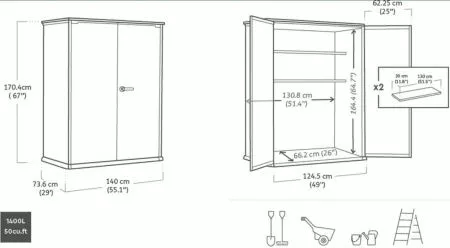 Шкаф Vertical Shed 1400 L  тёмно-коричневый